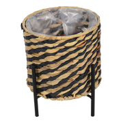 Bloempot gevlochten op zwarte voet S/3