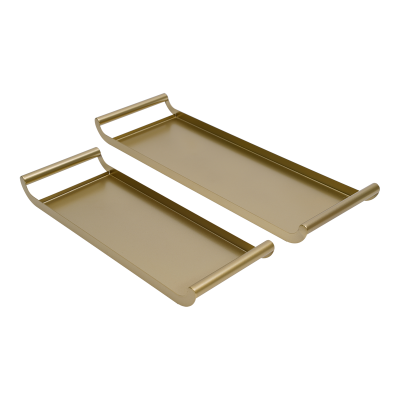 Dienblad Merle rechthoek metaal goud S/2