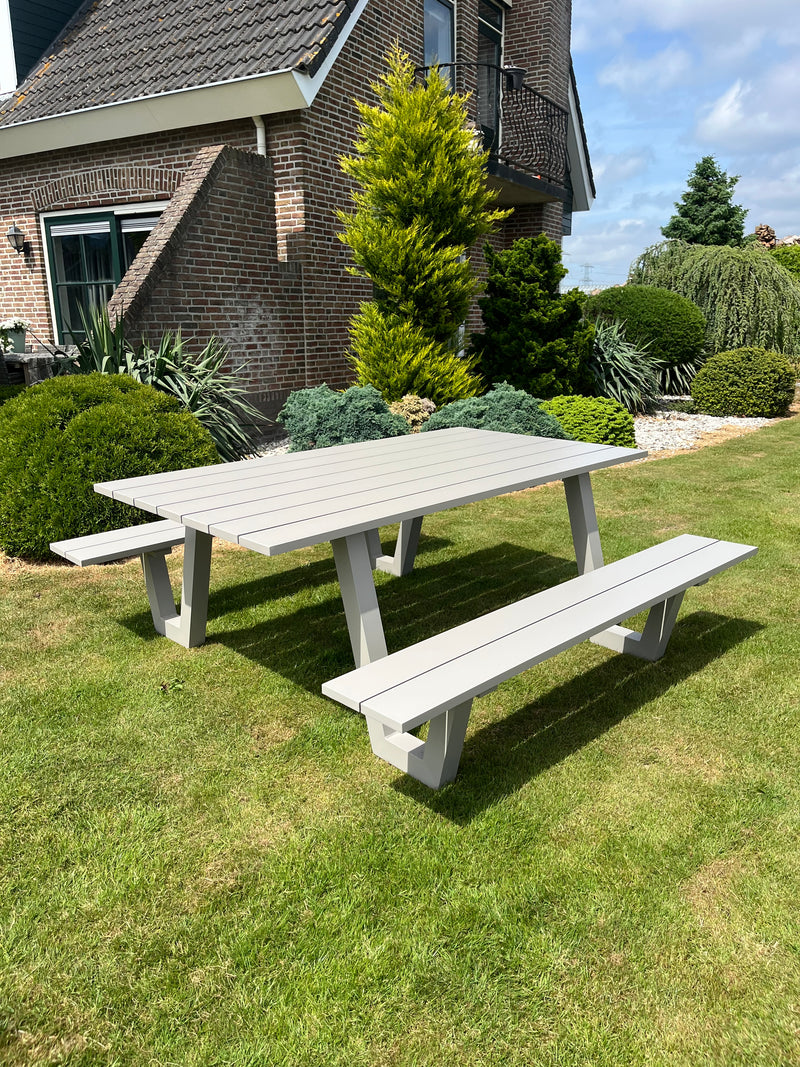 Picknicktafel London | Lichtgrijs | Aluminium | 180 cm