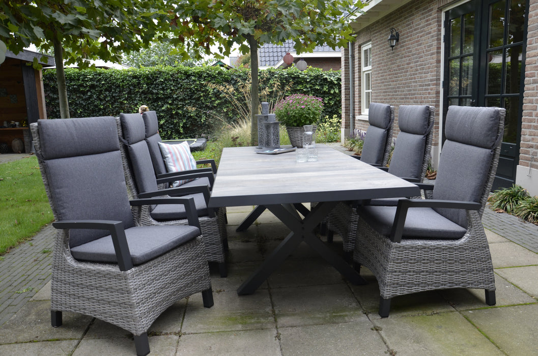 Tafel Castilla Negro met kruispoot  243x103cm