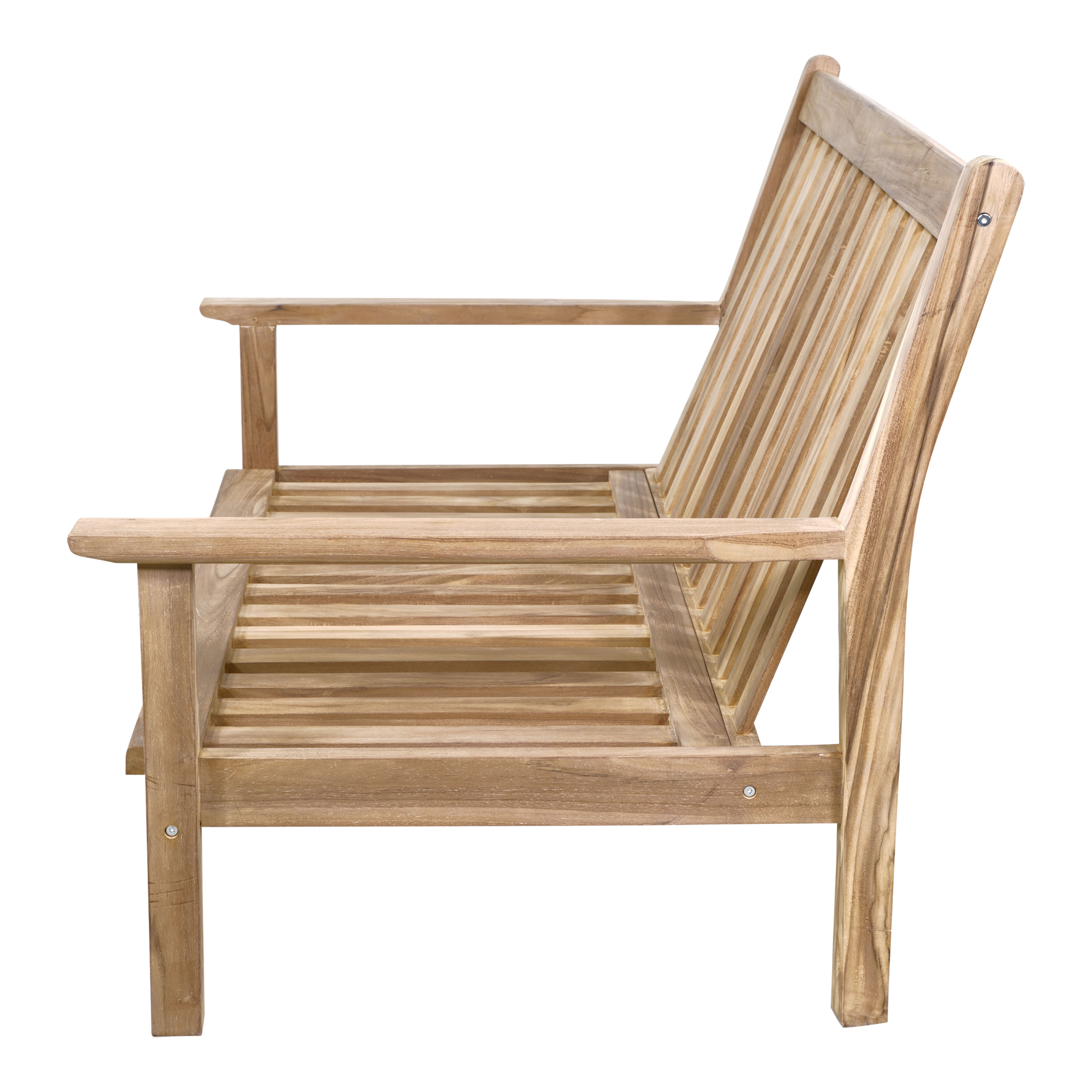 Loungebank teak 124cm, incl. kussen