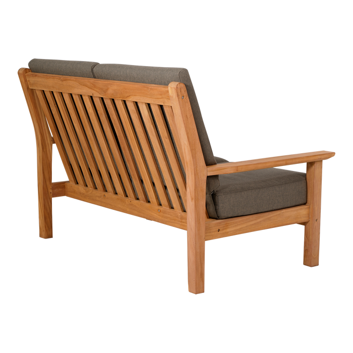 Loungebank teak 124cm, incl. kussen