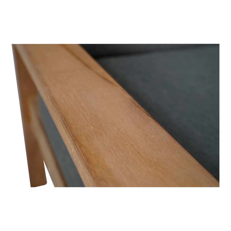 Loungebank teak 124cm, incl. kussen