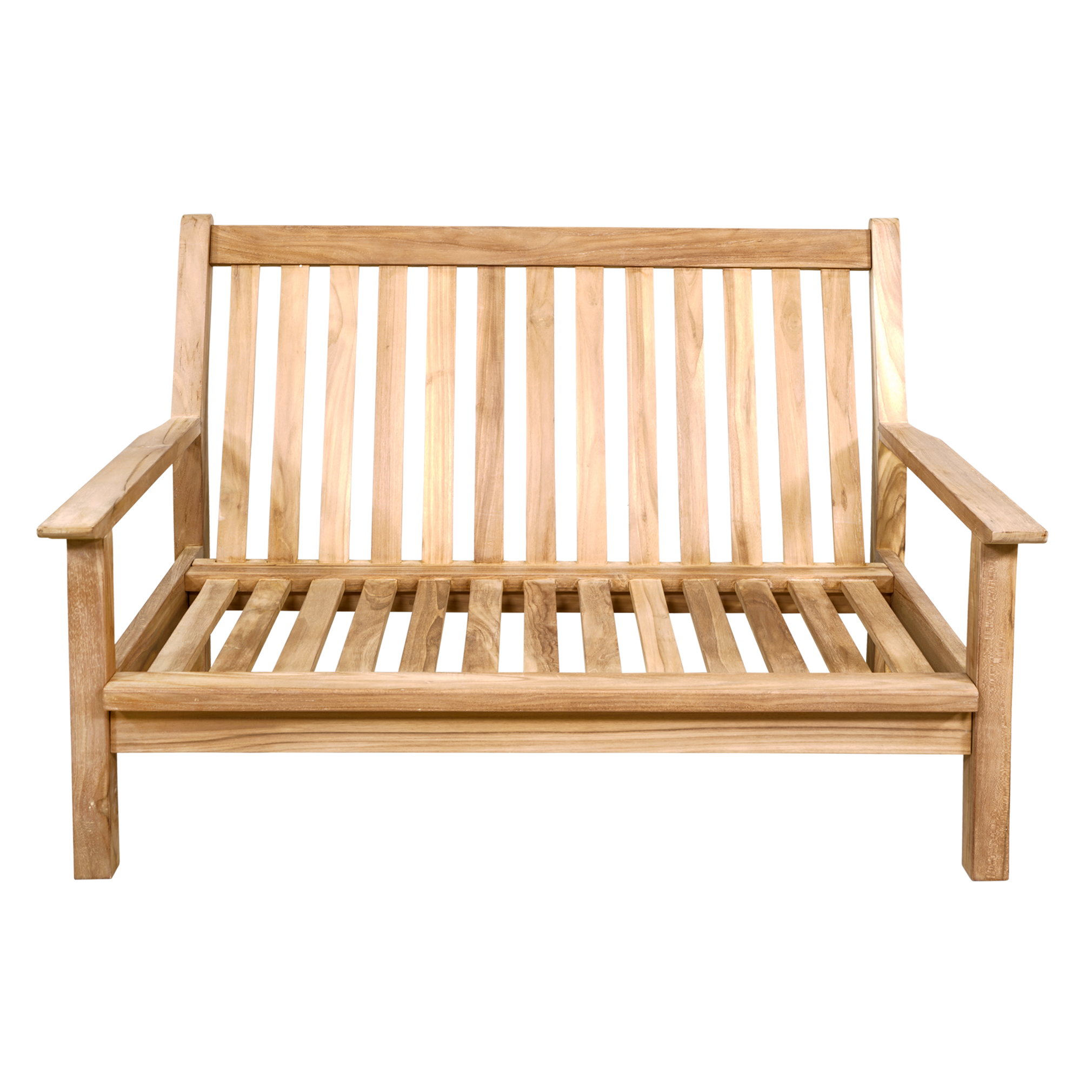 Loungebank teak 124cm, incl. kussen