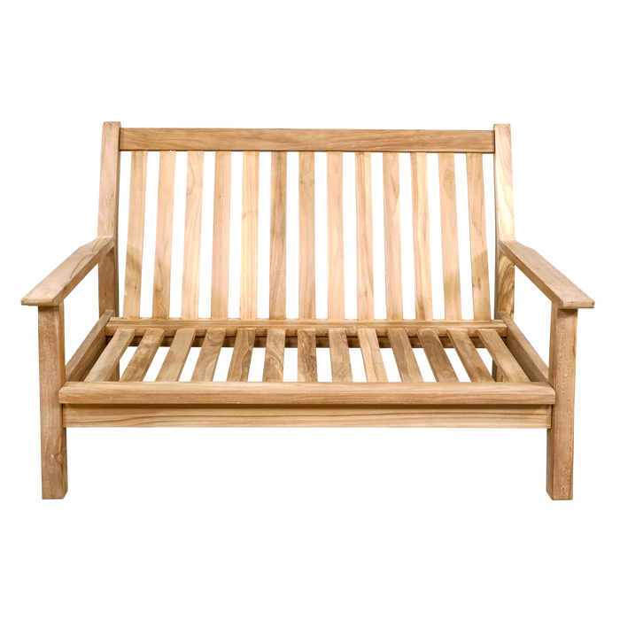 Loungebank teak 124cm, incl. kussen