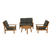 Loungestoel teak, incl. kussen