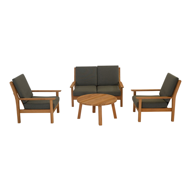 Loungestoel teak, incl. kussen