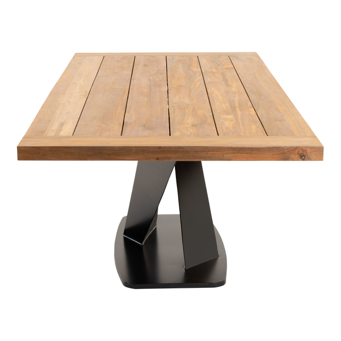 Tafel Taranto recycled teak met zwart stalen poot 240x100cm