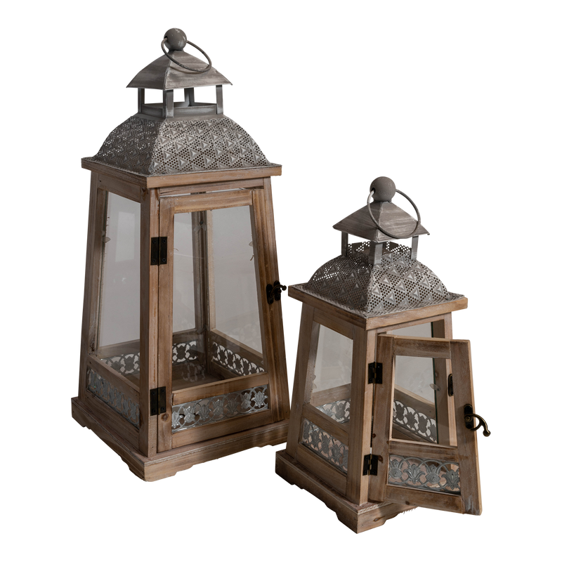 Windlicht Letland hout, S/2