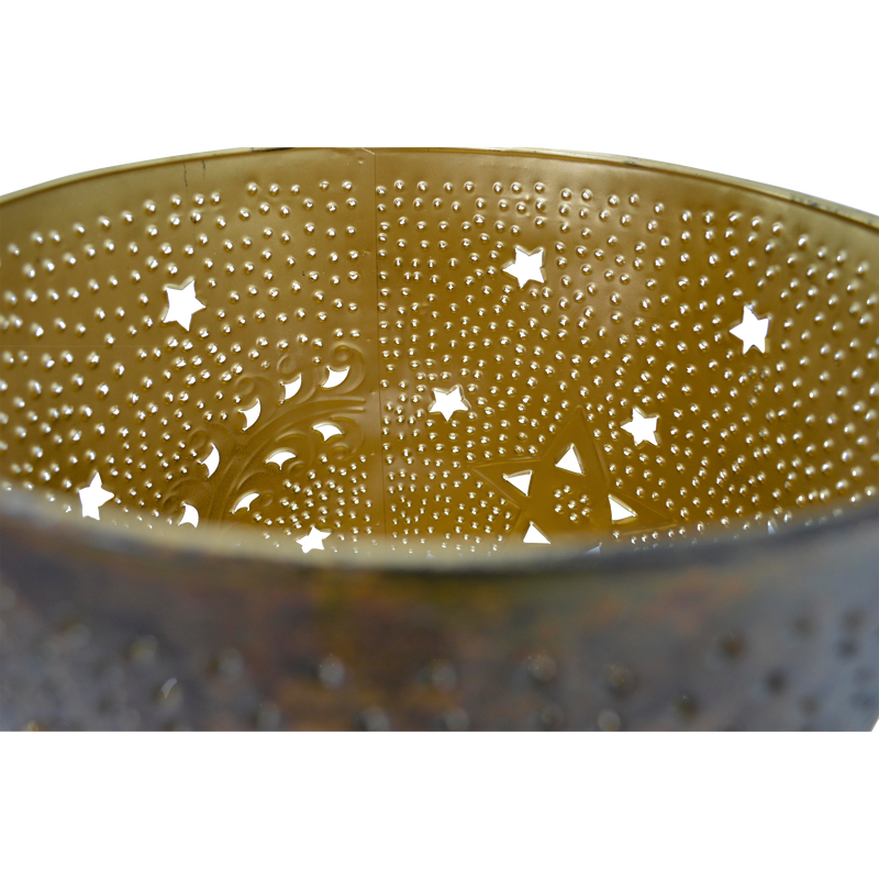 Windlicht zuil bruin/goud S/4