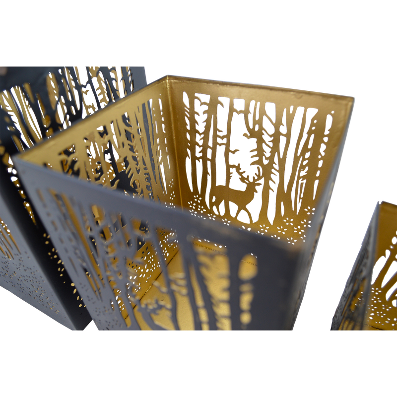 Windlicht A zwart/goud S/3