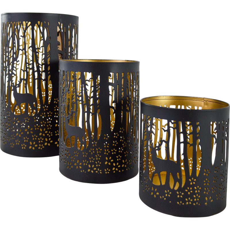 Windlicht D zwart/goud S/3