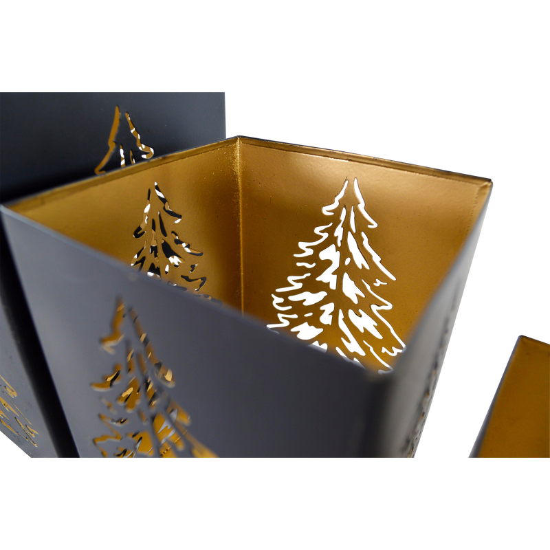 Windlicht F zwart/goud S/3