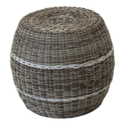 Poef Laos wicker beige ø46x40cm