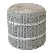 Poef Saigon wicker grijs ø41x40cm