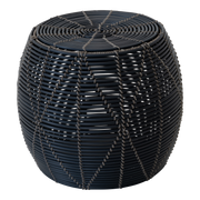 Poef Birma wicker zwart ø46x40cm