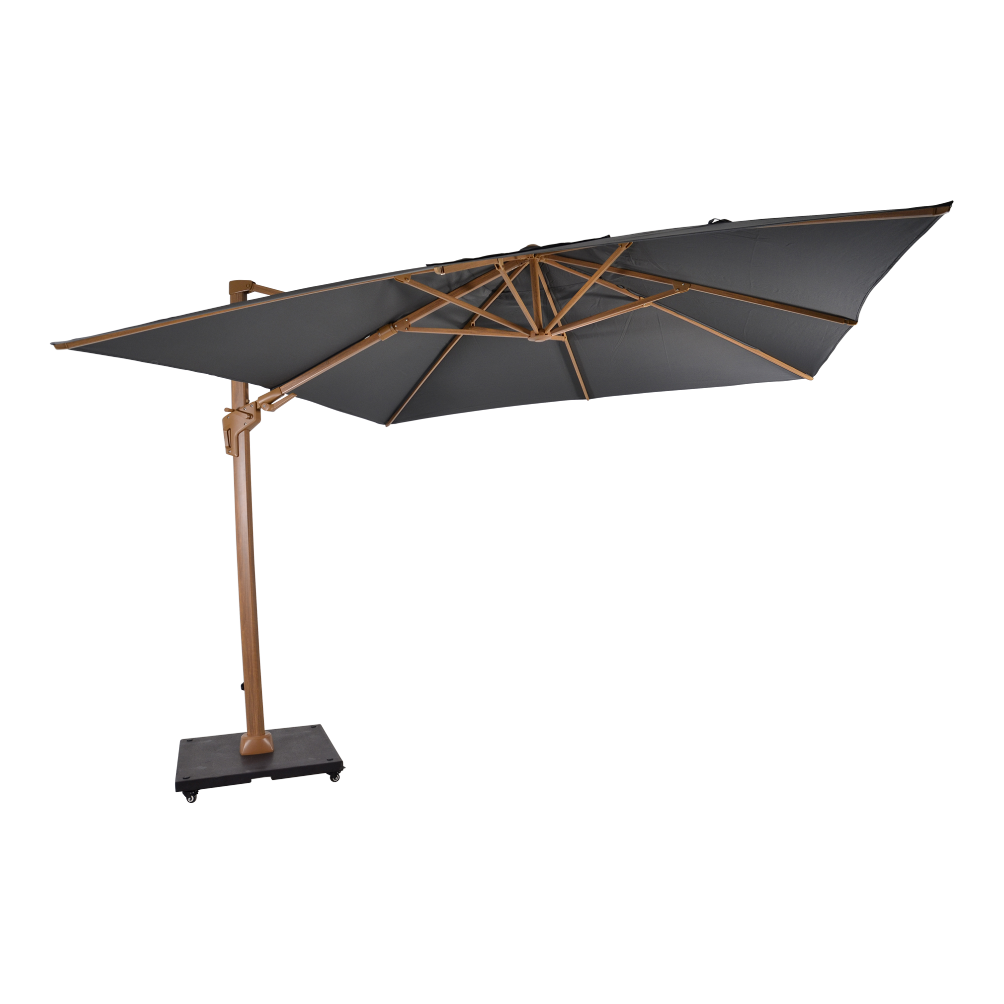 Zweefparasol VirgoFlex houtlook grijs  3x3mtr