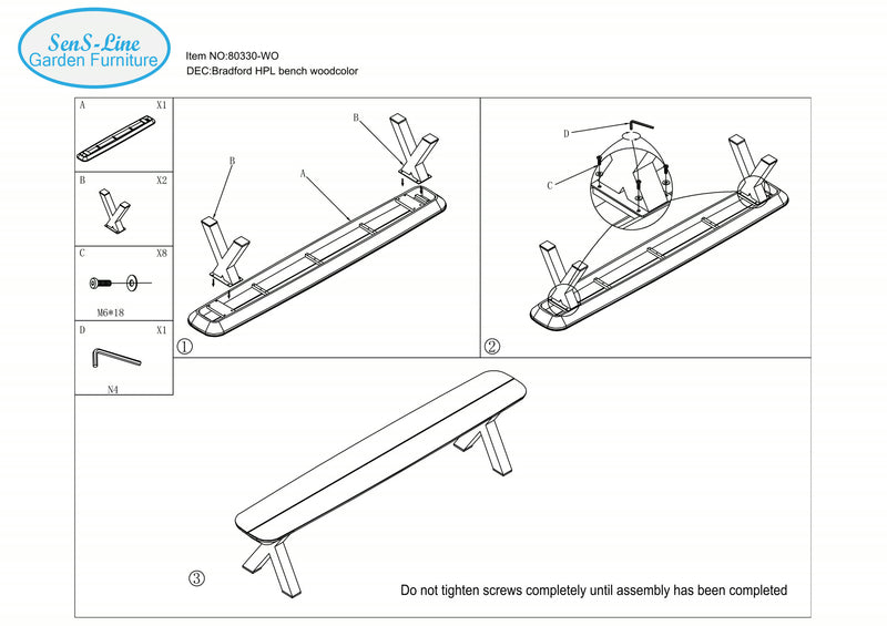 Bradford HPL bench, woodcolor