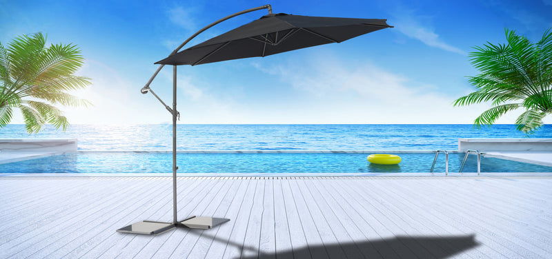 Menorca umbrella black Ø300 cm incl. cross base