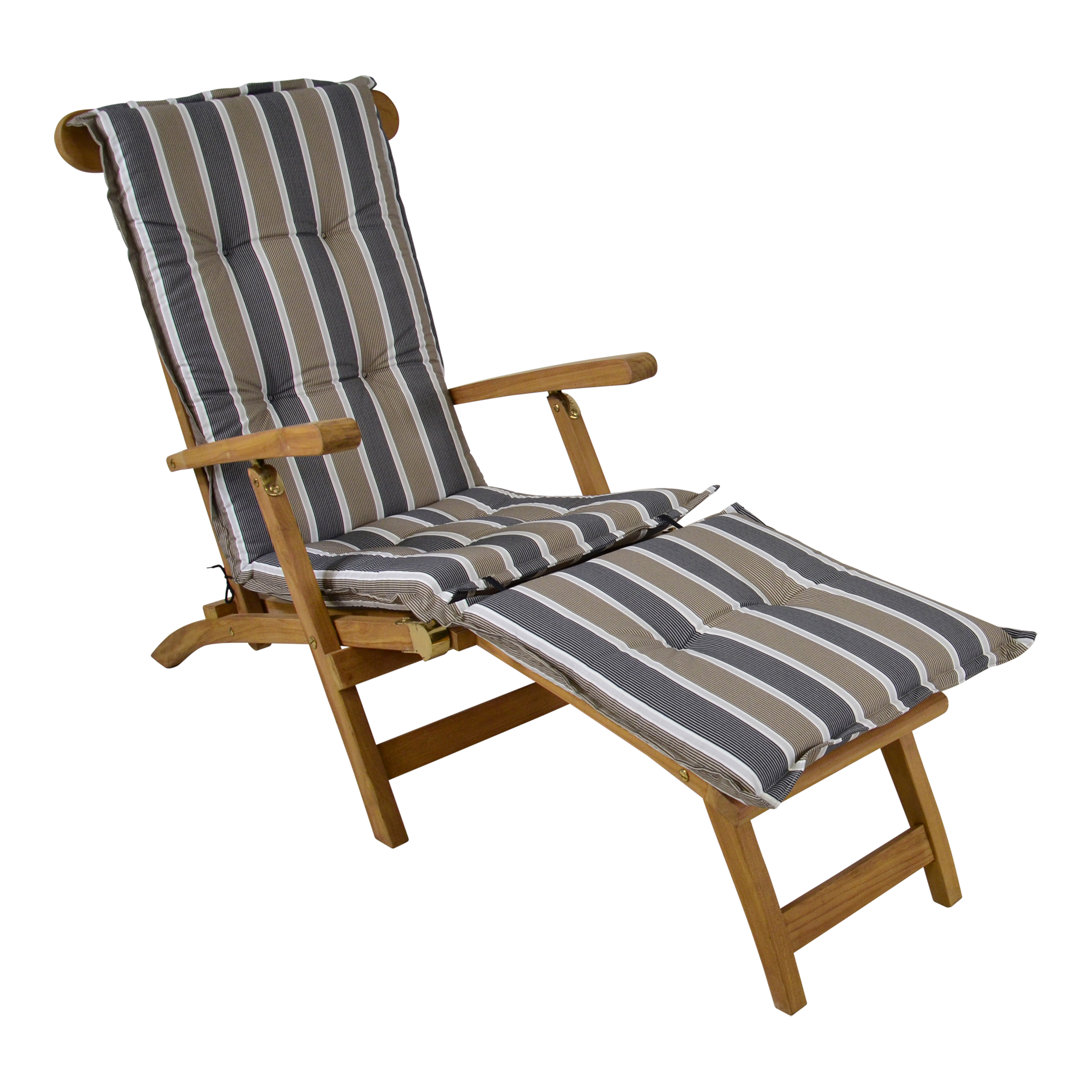 Tuinkussen deckchair streep grijs/bruin