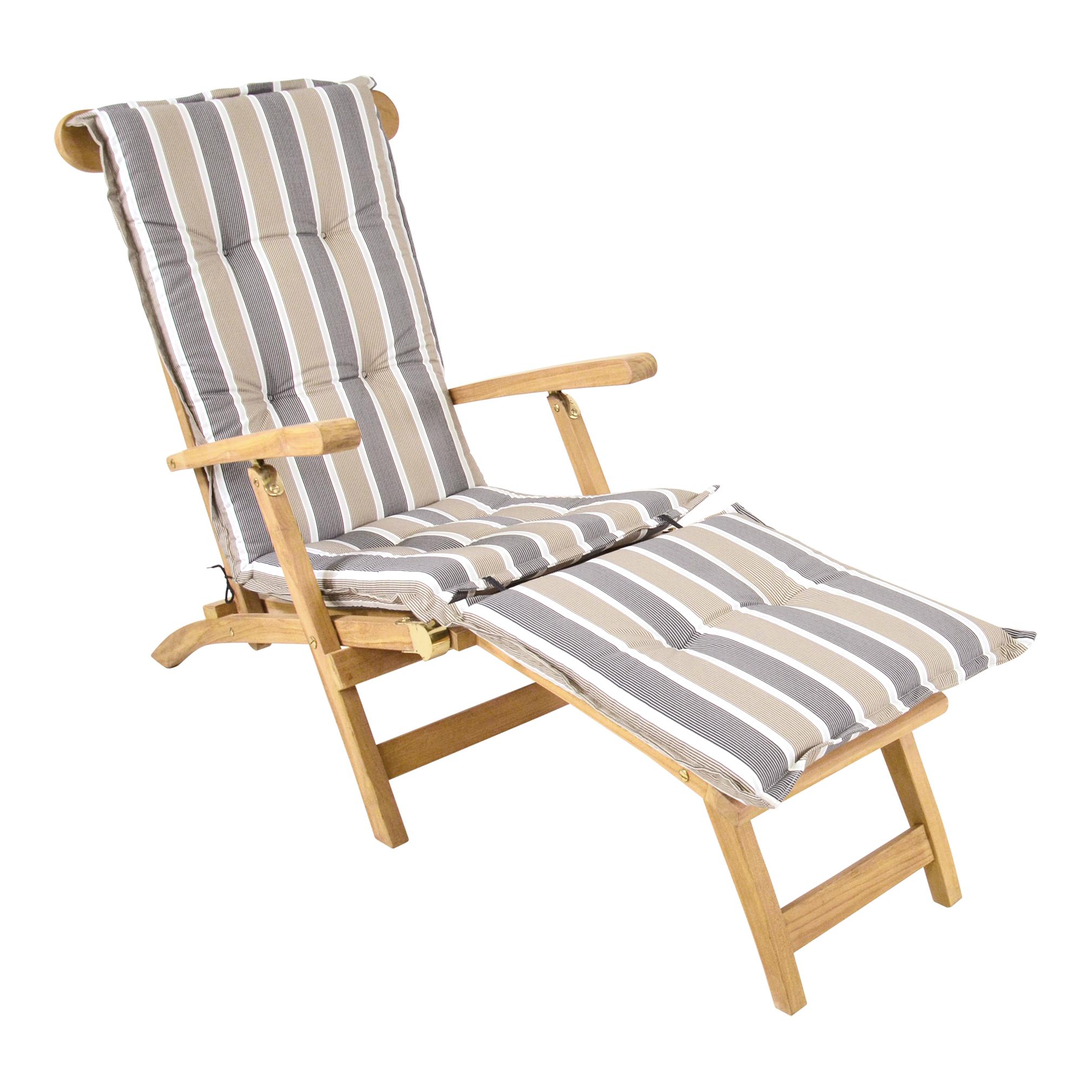 Tuinkussen deckchair streep grijs/bruin