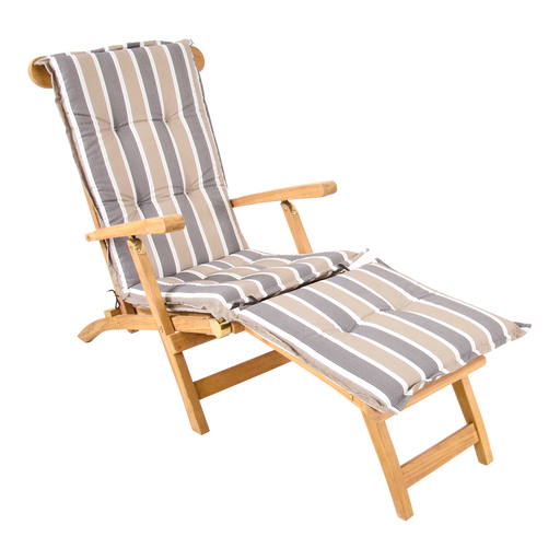 Tuinkussen deckchair streep grijs/bruin