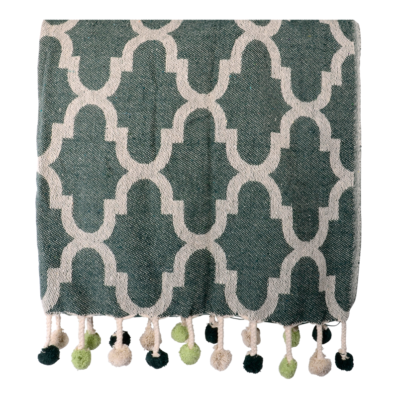 Plaid Pompon green, 125x150cm