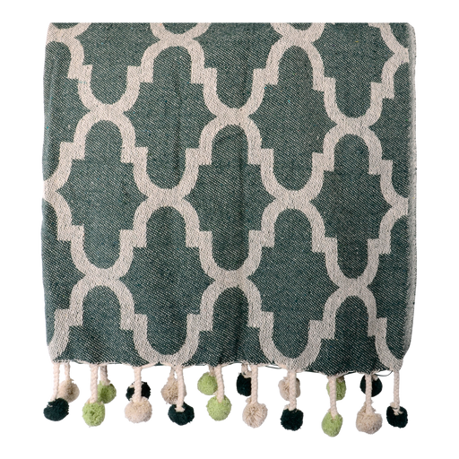 Plaid Pompon green, 125x150cm