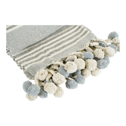 Plaid  grijs met streepmotief Pompon, 125x150cm