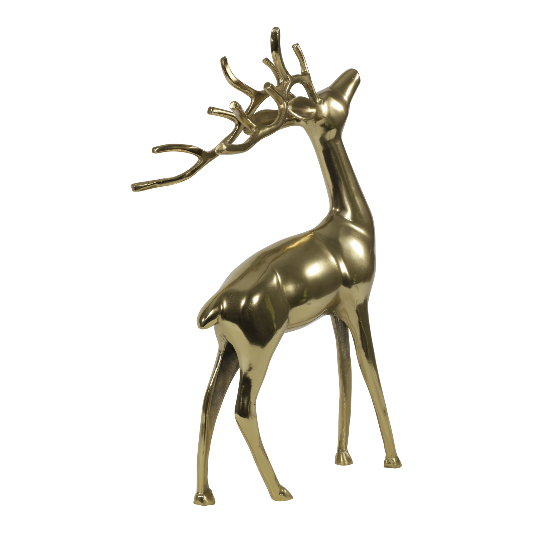 Figuur staand Hert alu goud 30x15x48cm