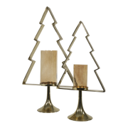 Kerstboom Aurum met windlicht alu goud met goud glas 70cm
