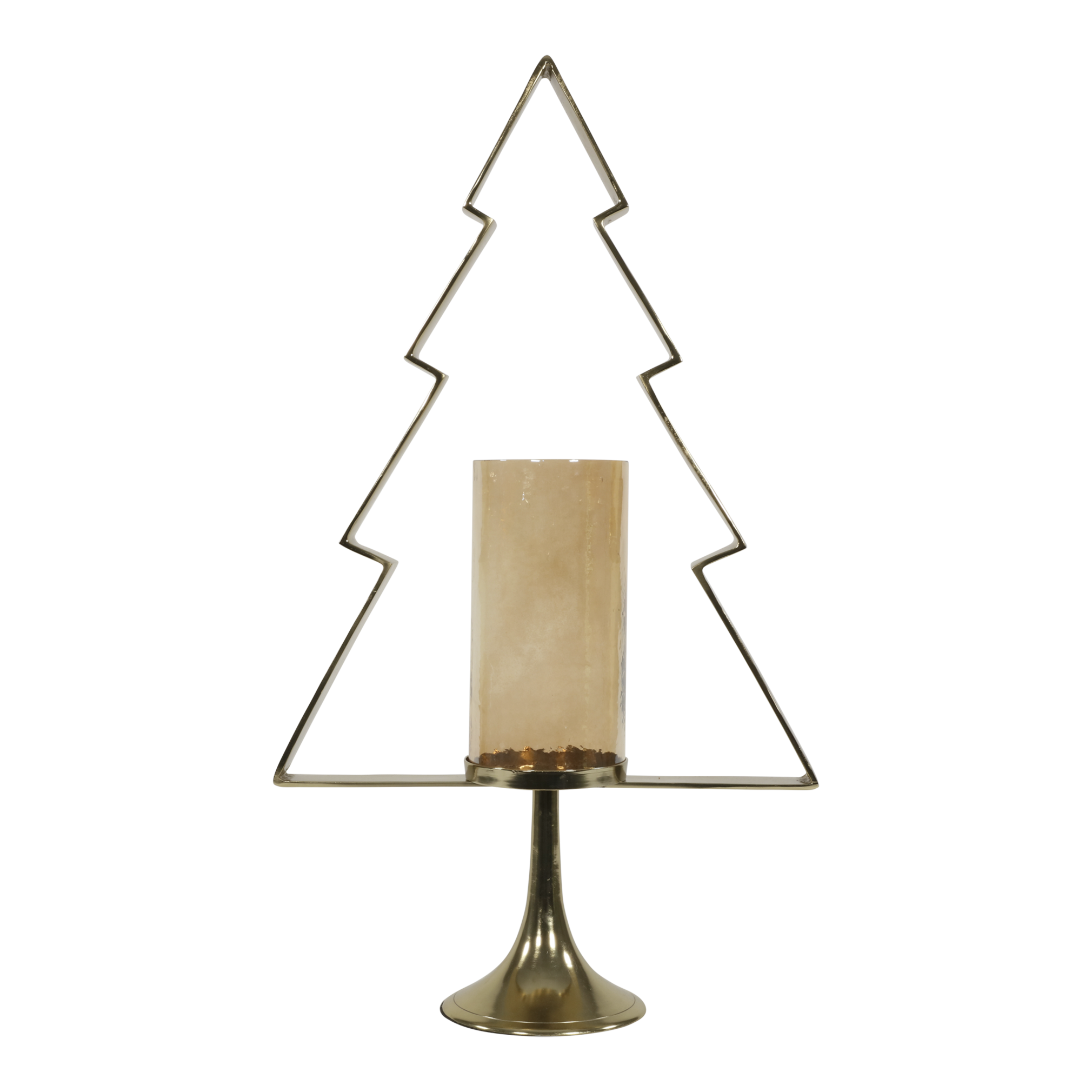 Kerstboom Aurum met windlicht alu goud met goud glas 89cm