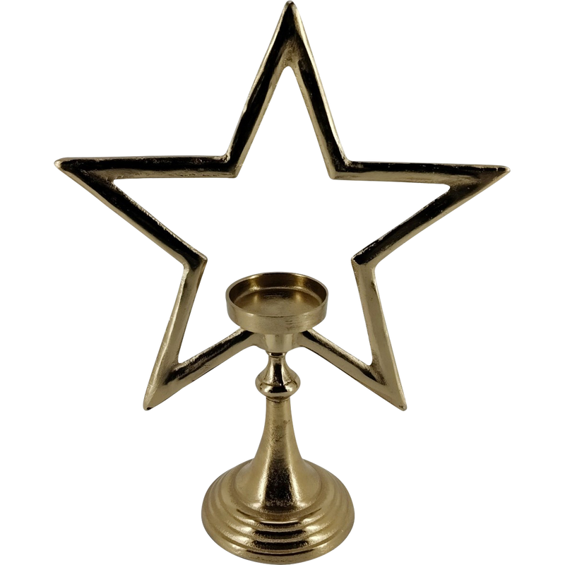 Ster met waxinelichthouder Brush goud 46cm