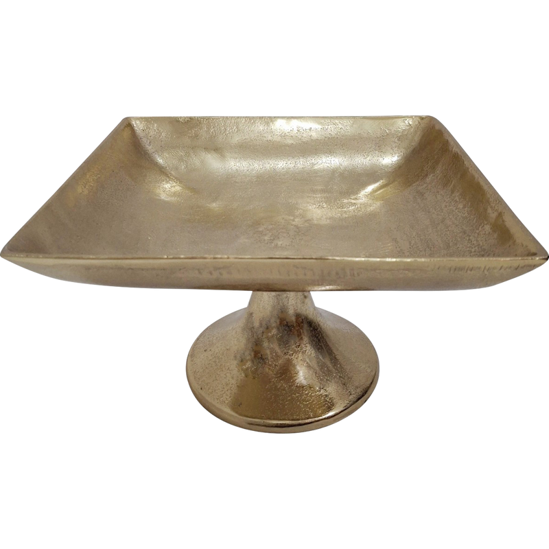 Schaal op voet Brush goud 30x30x17cm