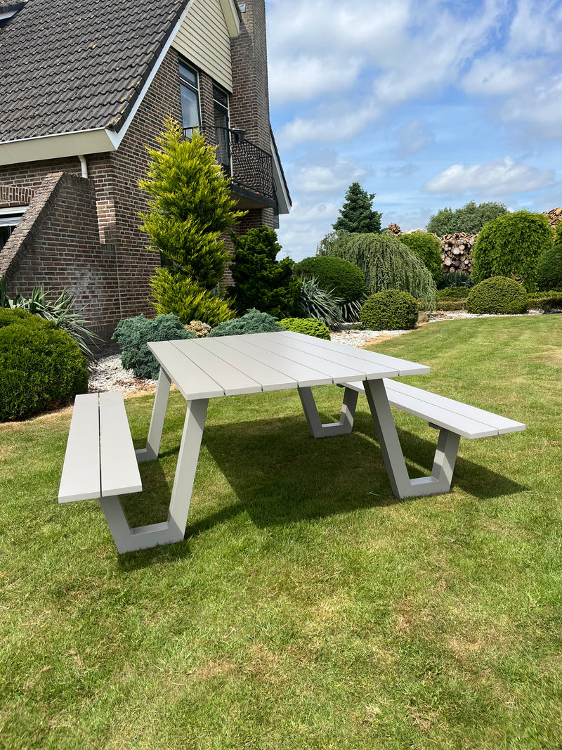Picknicktafel London | Lichtgrijs | Aluminium | 180 cm
