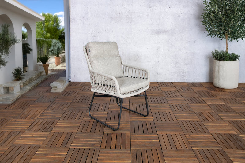 Carlo Gartenstuhl | Hellgrau | Aluminium/Seil