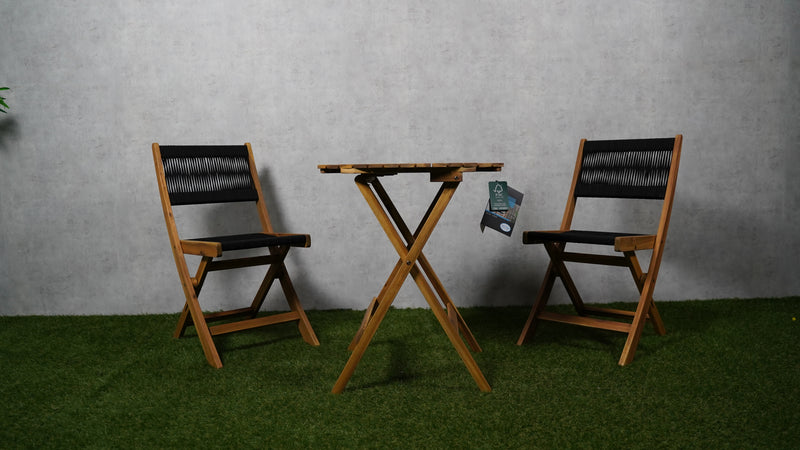 Tropisches Bistro-Set | Akazienholz | Set aus Stühlen und kleinem Tisch