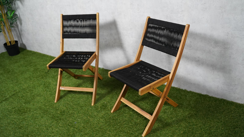 Tropisches Bistro-Set | Akazienholz | Set aus Stühlen und kleinem Tisch