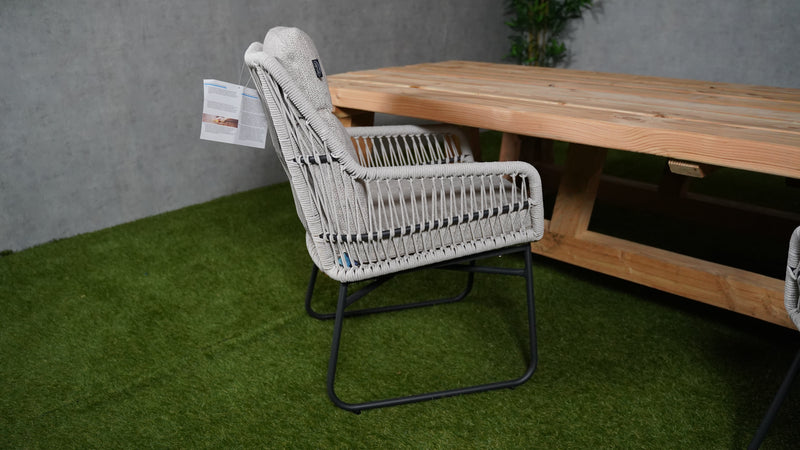 Carlo Gartenstuhl | Hellgrau | Aluminium/Seil