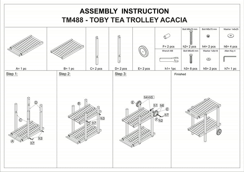 Toby tea trolley acacia FSC 100%