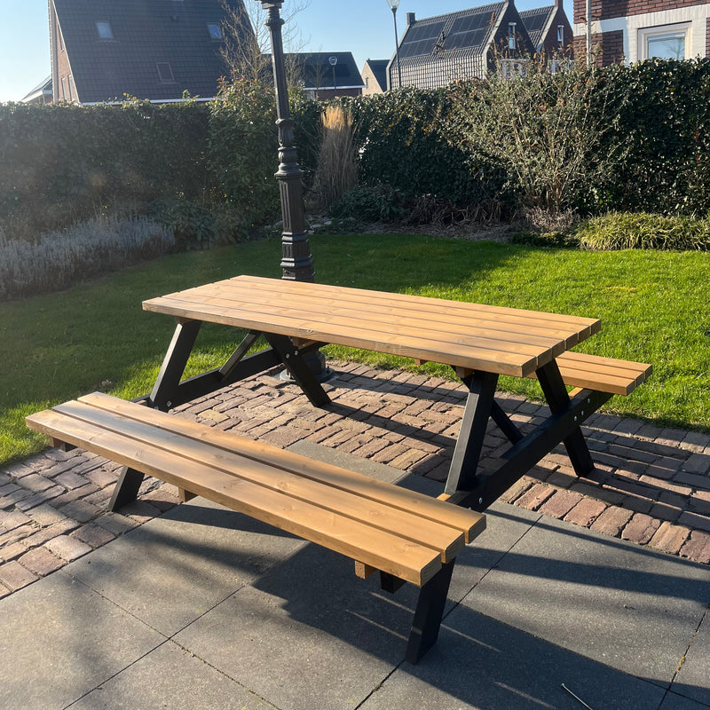 Picknicktafel DeLuxe - Zwart-bruin - 180cm