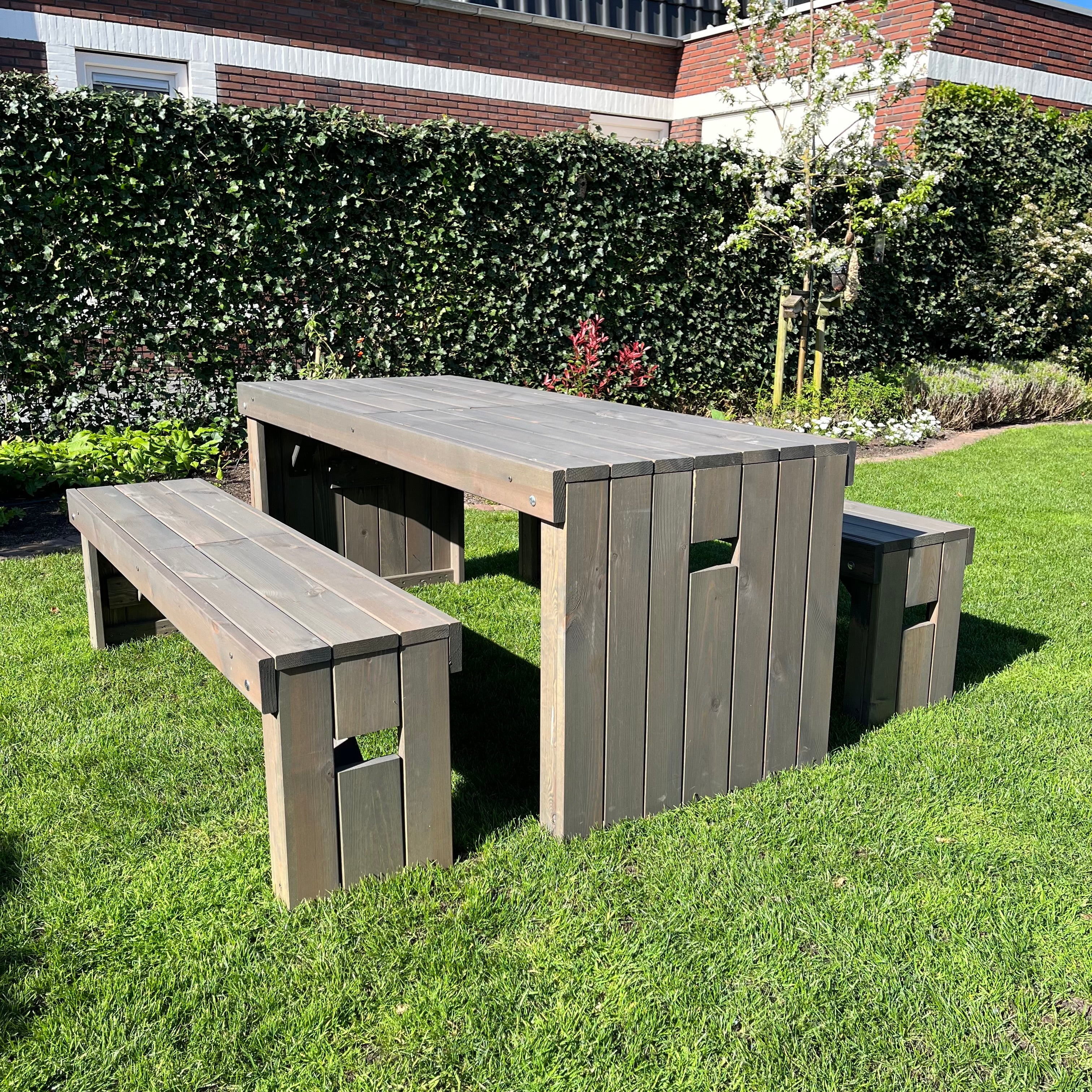 Tuinset Antraciet | Geimpregneerd | 180 cm