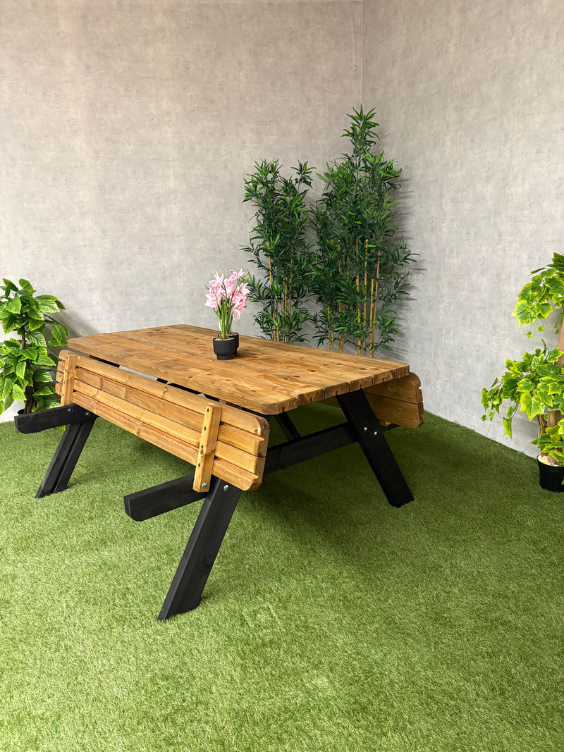 Picknicktafel DeLuxe - Zwart/bruin - 180cm