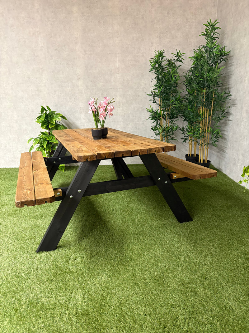Picknicktafel DeLuxe - Zwart/bruin - 180cm