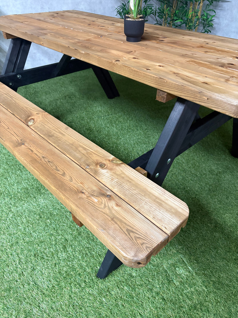 Picknicktafel DeLuxe - Zwart/bruin - 180cm
