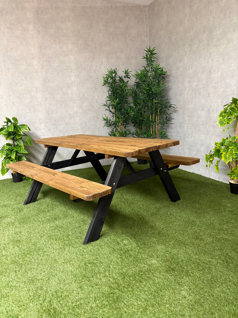 Picknicktafel DeLuxe - Zwart/bruin - 180cm