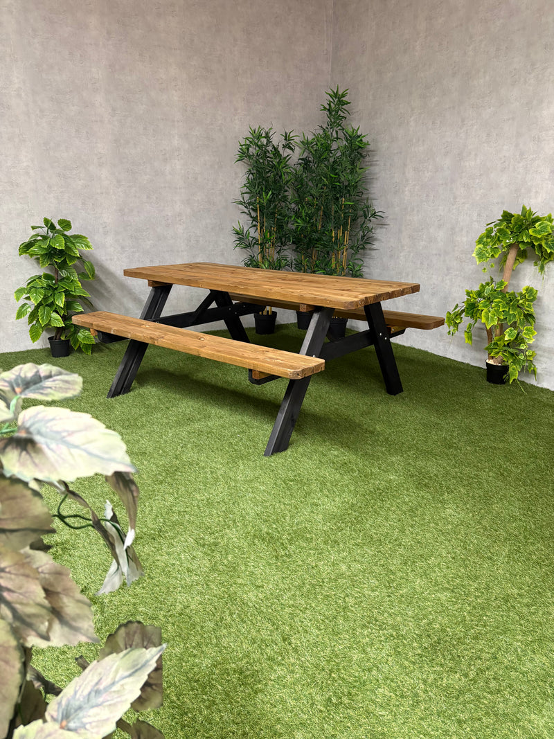 Picknicktafel DeLuxe - Zwart/bruin - 180cm