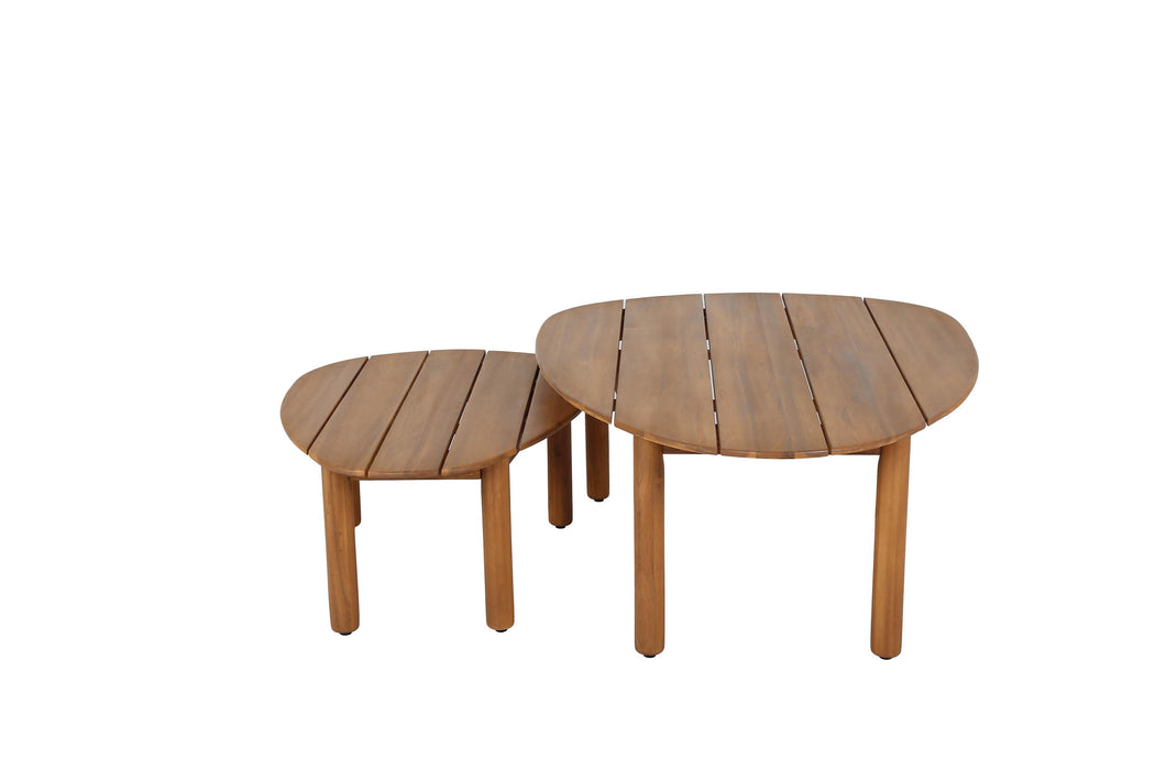 Pebble - Table d'appoint en bois Aacia lot de 2